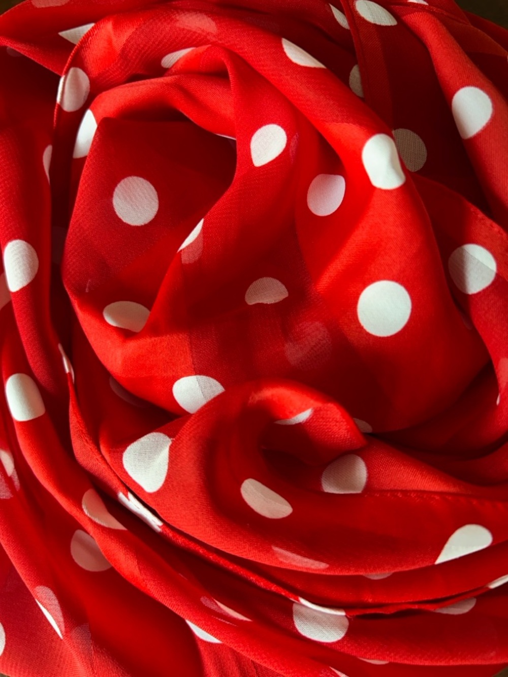 Red and White Polka Dot Scarf Korean 13“ x 57“ - Picture 9 of 9